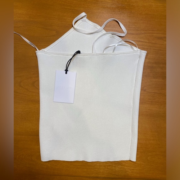 NWT Grey Lab White One Shoulder Strap Knit Tank Top - Picture 2 of 3